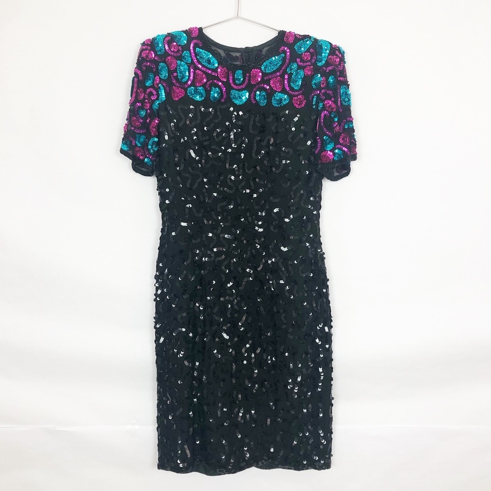 Vintage Stenay Embroidered Sequin Cocktail‎ Dress